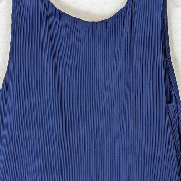 Lane Bryant Women Plus size 20 Pleated Navy Blue Sleeveless Top Flowy Office - Picture 10 of 11